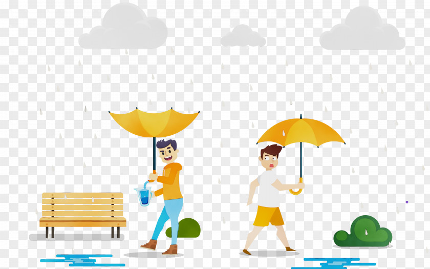Leisure Child Umbrella Cartoon Yellow PNG