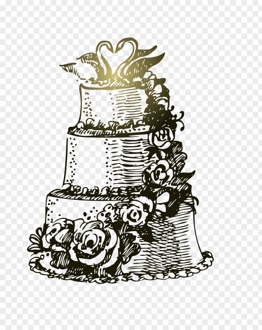 Hand-painted Wedding Cake Invitation Drawing PNG