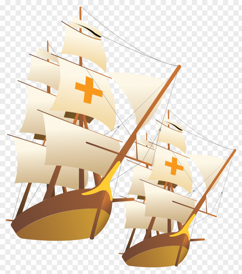 Cartoon Painted Ancient Sailing Ship Sea Clip Art PNG