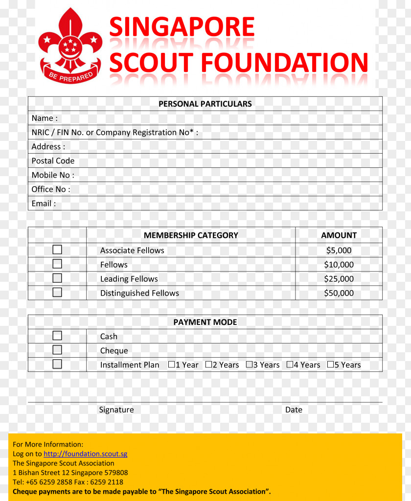 Scouts Document Form Singapore Scout Association Application For Employment PNG