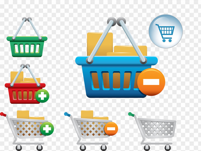 Along With The Navigation Button Folding Supermark Shopping Cart Online PNG