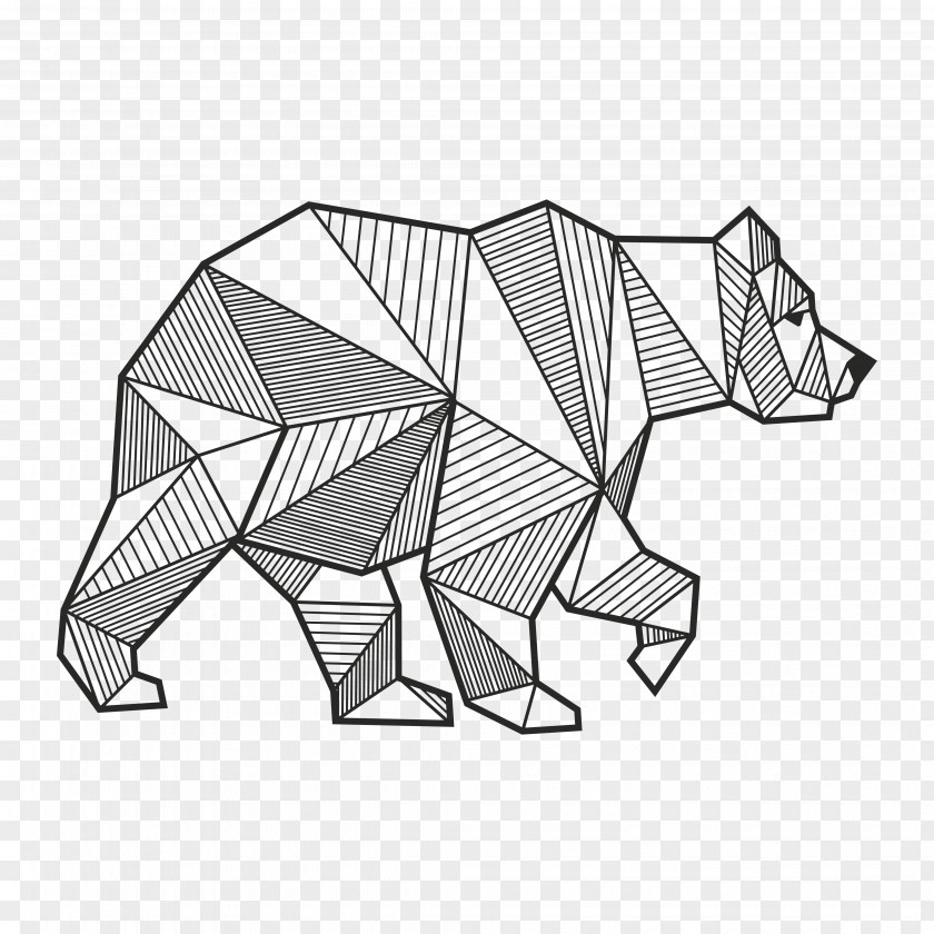 Geometrical Polar Bear Geometry Drawing Brown PNG