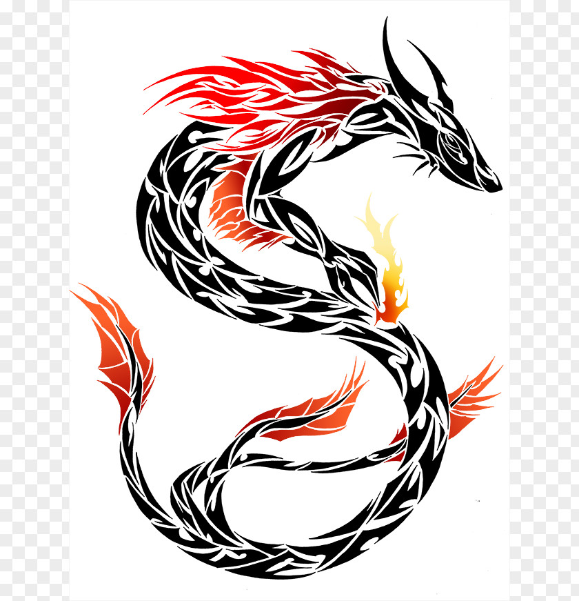 Fire Breathing Dragon Tattoo Chinese Tribe Clip Art PNG