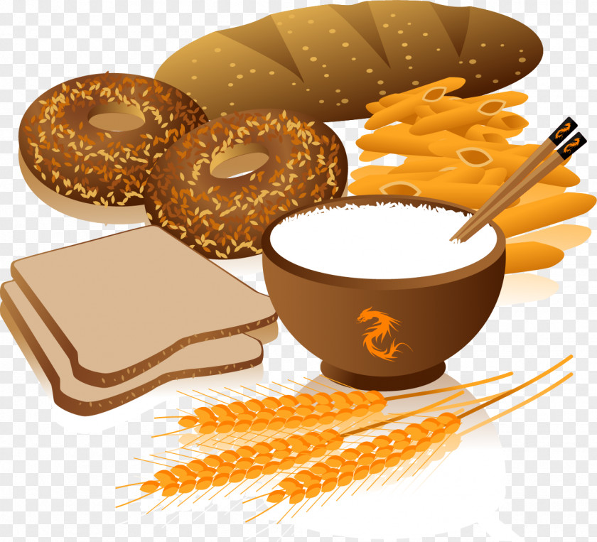 Hand-painted Food Vector Wheat Breakfast Cereal Whole Grain Bread Clip Art PNG