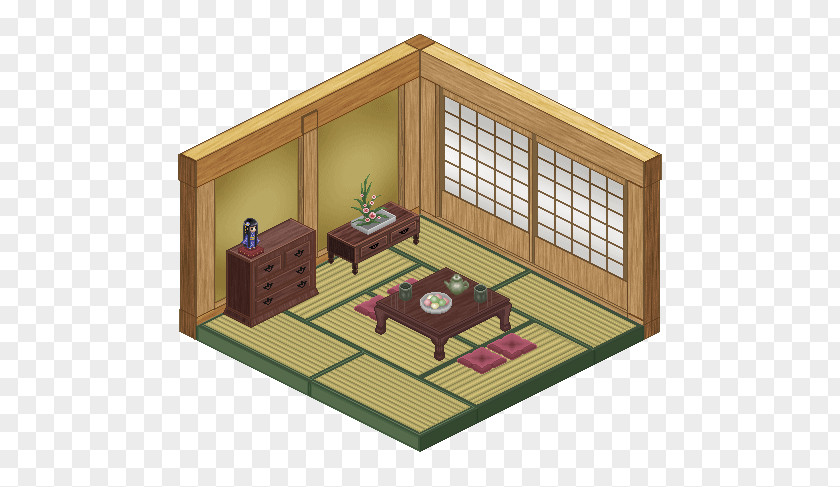 Japanesestyle Pixel Art House Room PNG