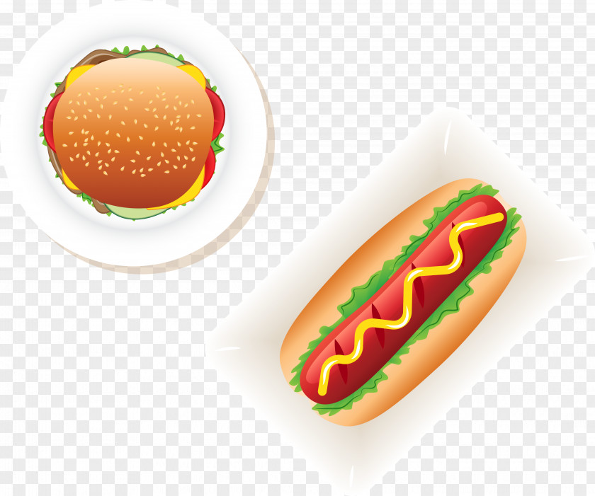 Vector Hot Dog Hamburger Fast Food Cheeseburger Barbecue PNG
