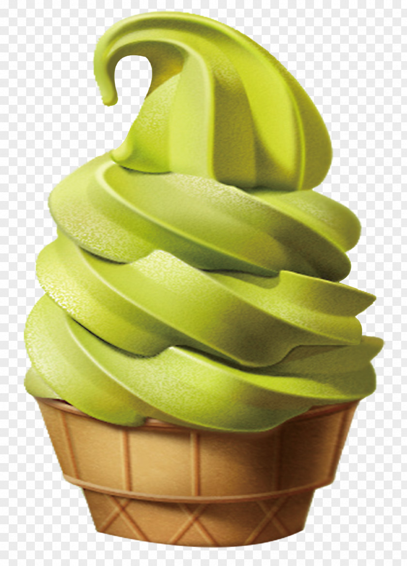 Green Tea Ice Cream Cone PNG