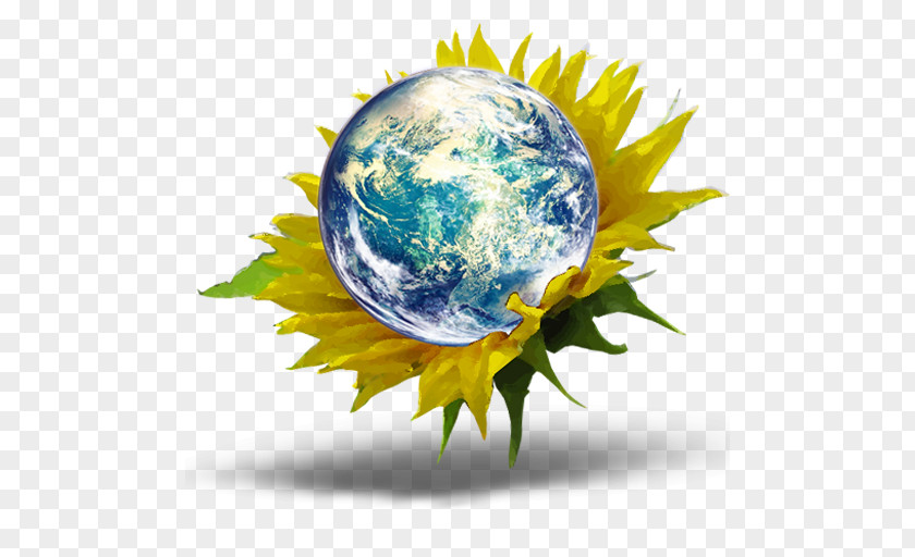 Flower Globe Earth Desktop Wallpaper Image PNG