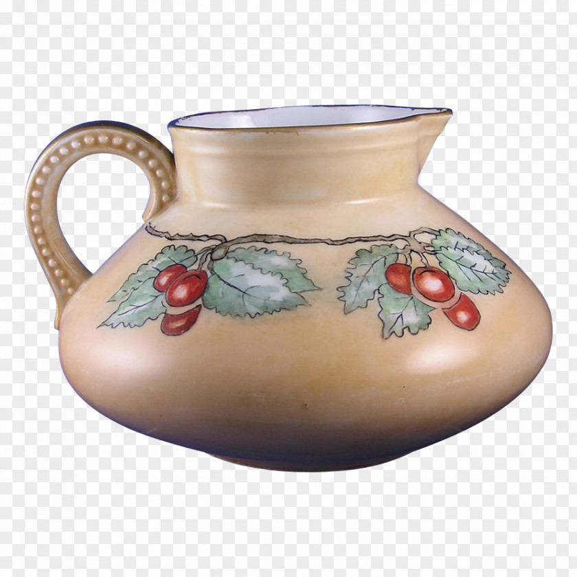 Porcelain Bowl Jug Limoges Cherry Pottery Art PNG