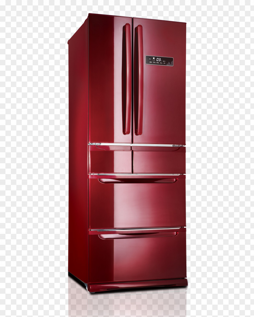 Red High-grade Multi-door Refrigerator Door Home Appliance Drawer PNG