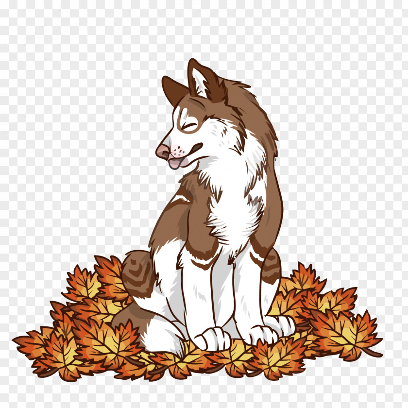 Vector Wicked Leaves On The Husky Siberian Red Fox PNG