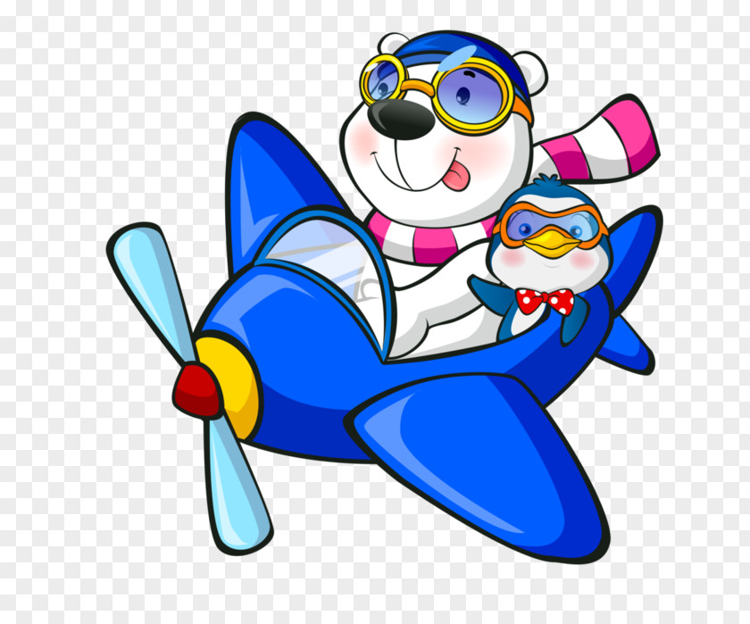 Polar Bear Airplane Cartoon Clip Art PNG