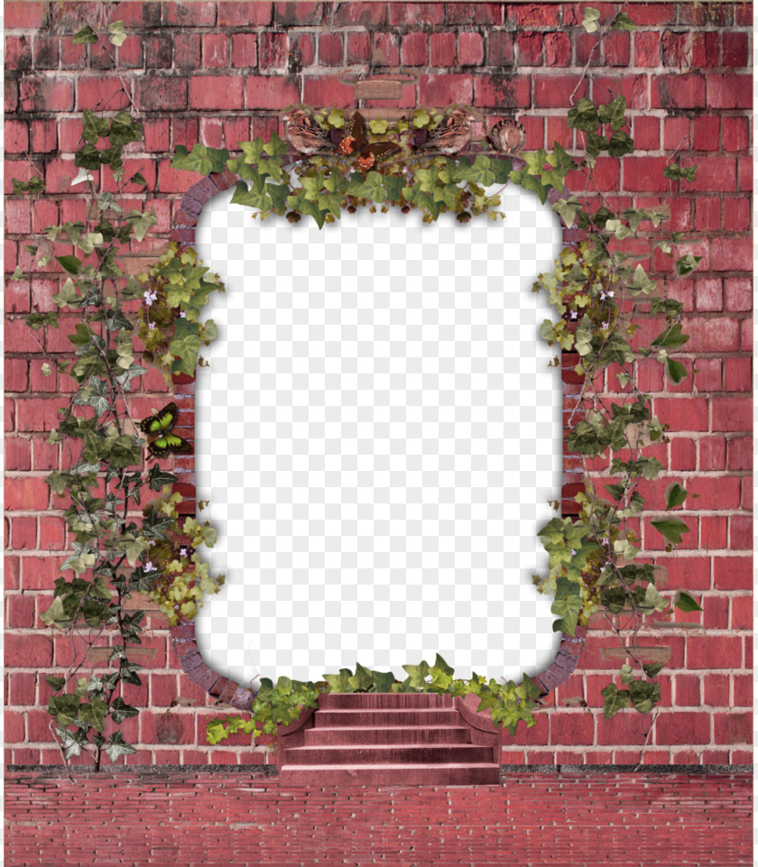 Red Chinese Wind Brick Wall Frame Texture Picture Frames PNG