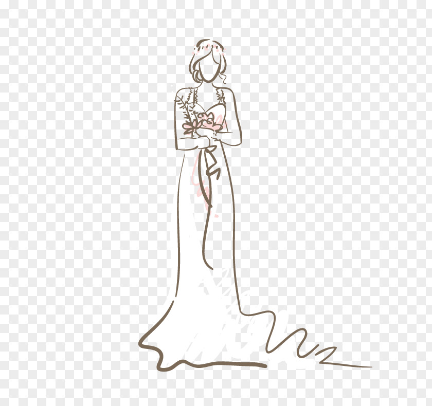 Wedding Artwork Silhouette Vector Dress Bride PNG