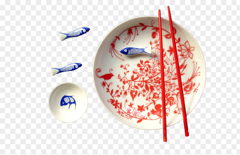 Dish With Fish Tableware Budaya Tionghoa Chopsticks Chinoiserie Ceramic PNG