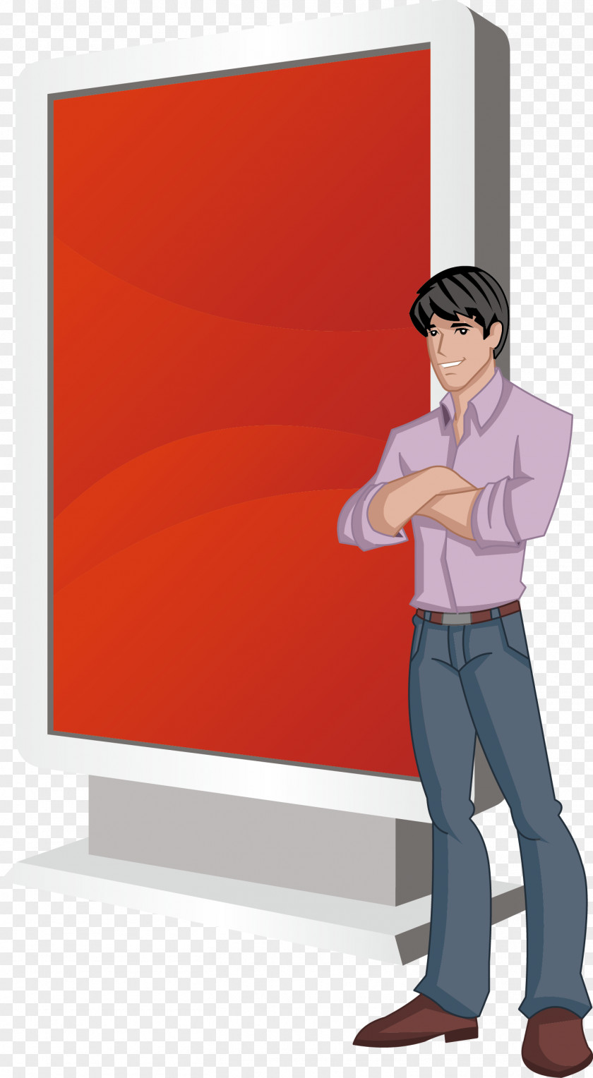 Business Person Billboard Cartoon Character Euclidean Vector PNG
