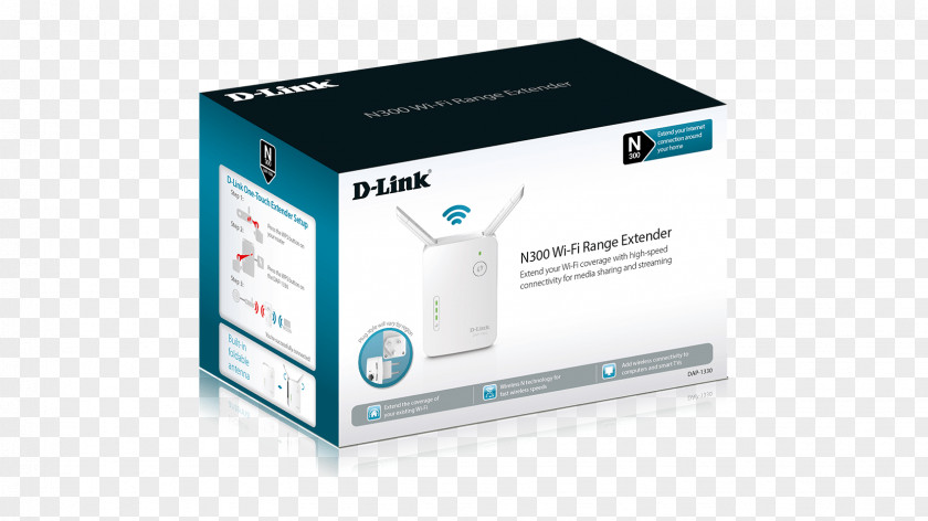 D-Link DAP-1330 WiFi Repeater 300 Mbit/s 2.4 GHz Wireless Wi-Fi Access Points PNG