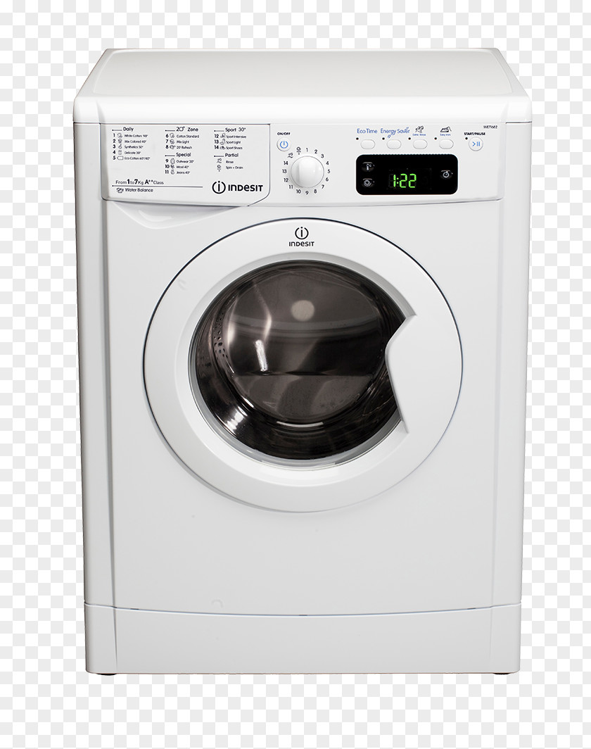 Washing Machines Indesit Co. Speed Queen Clothes Dryer Eco Time IWE71682 PNG