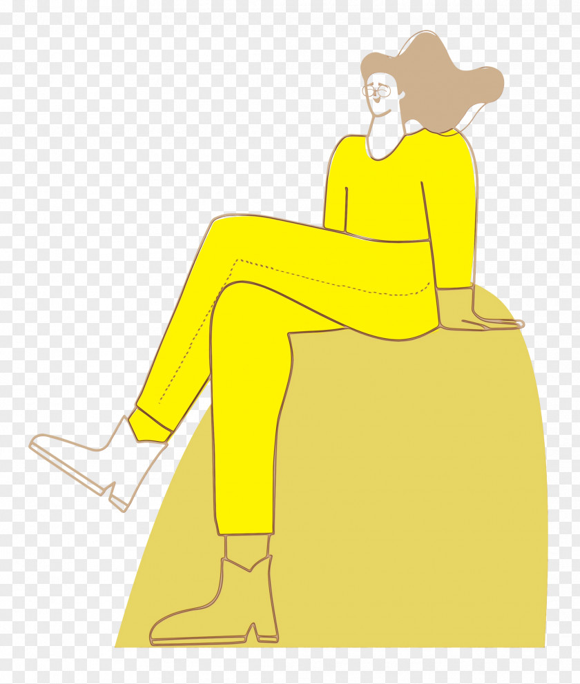 Cartoon Yellow Sitting H&m Male PNG