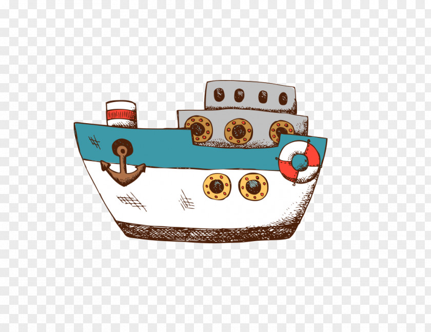Ship Painting Cartoon Watercraft Illustration PNG