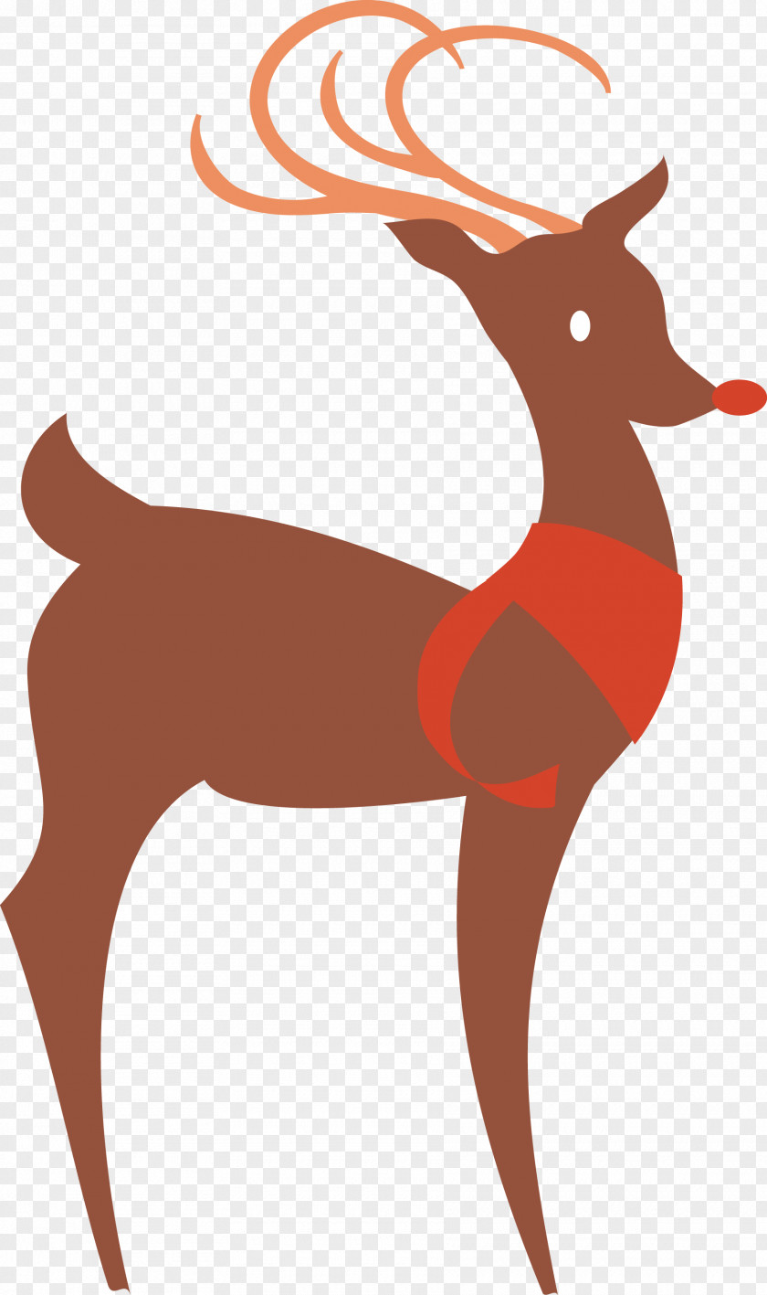 Vector Cartoon Deer Rudolph Reindeer Christmas Clip Art PNG