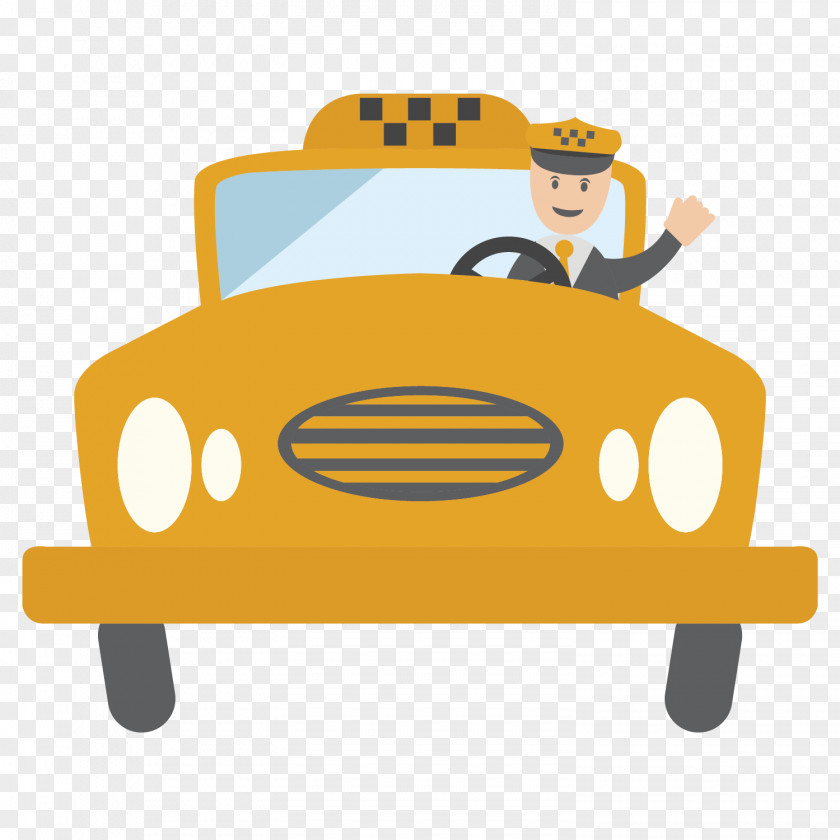 Vector Yellow Taxi Illustration PNG