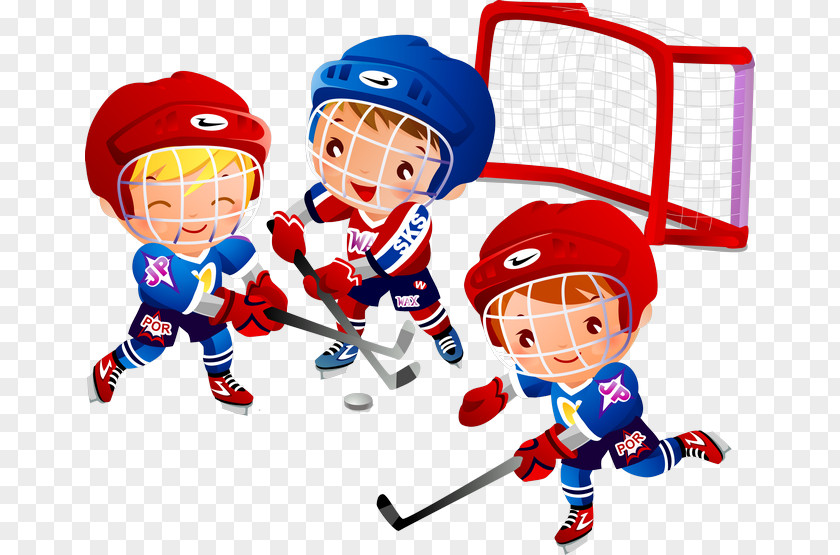 Children Playing Hockey Ice Cartoon Clip Art PNG