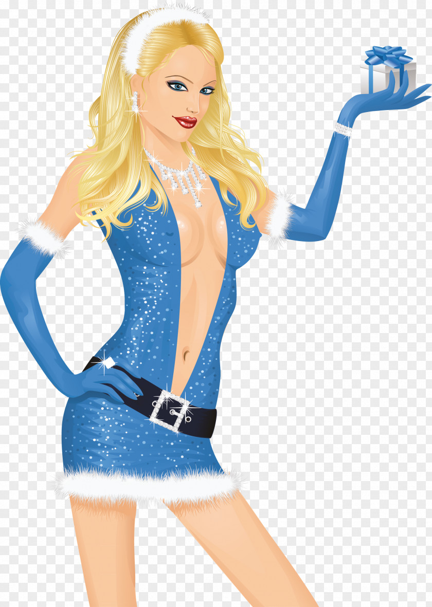 Femme Santa Color Blue PNG