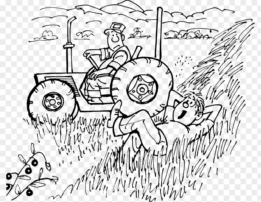 How To Draw Farmer Line Art Drawing Clip PNG