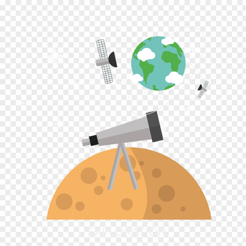 Moon Space Illustration Telescope Astronomy Clip Art PNG