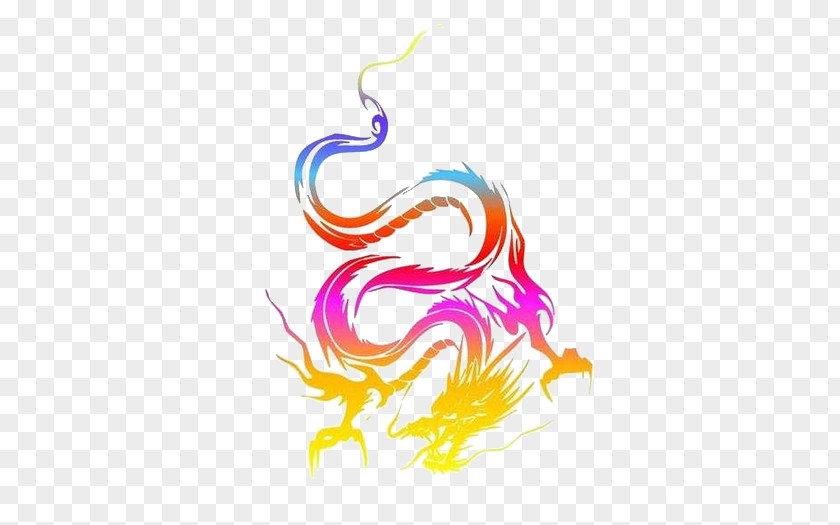 Colorful Dragon Chinese Tattoo Ink PNG