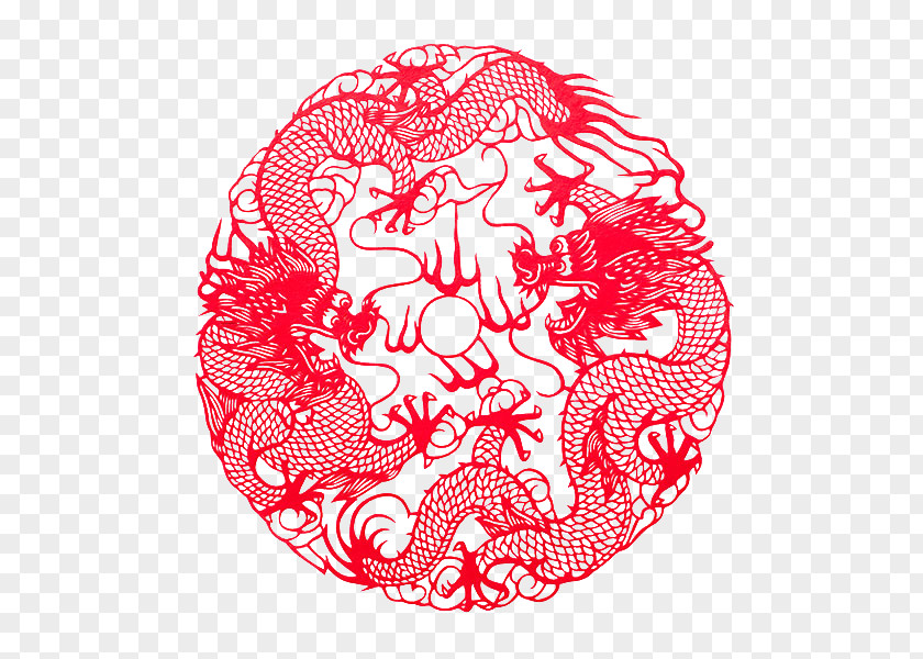 Dragons Paper-cut Chinese Paper Cutting Art PNG