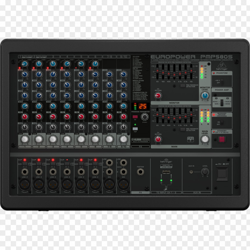 Mixer Behringer PMP580S Europower 500-Watt 10-Channel Powered Audio Mixers Public Address Systems PNG