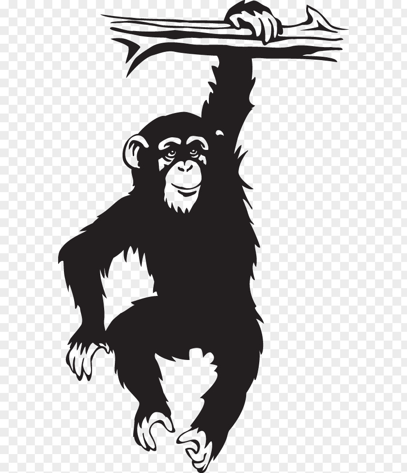 Monkey Chimpanzee Tree Wall Decal Image PNG