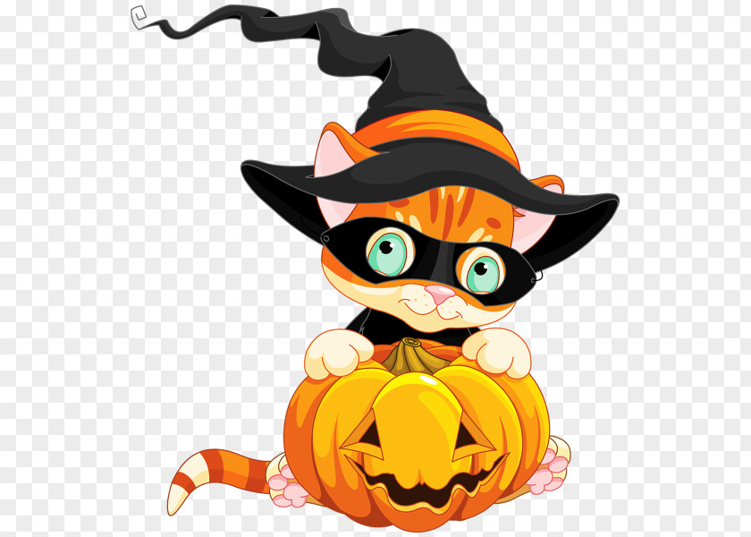 Cat Jack-o'-lantern Character Clip Art PNG
