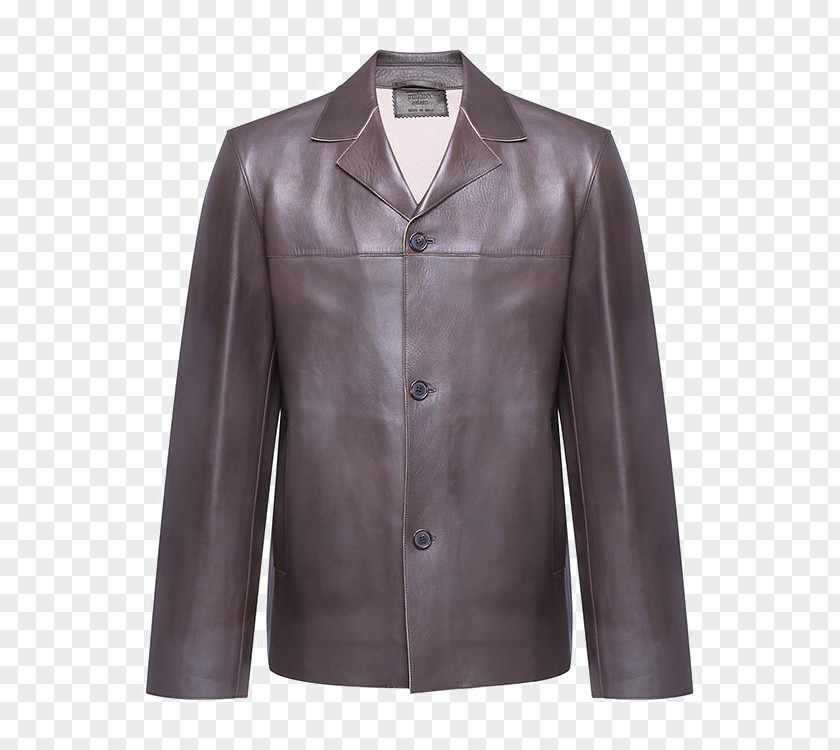 Men's Leather Lapel Button-design Outerwear Download Jacket PNG