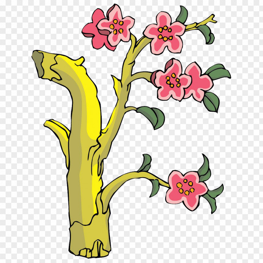 Plum Flower Floral Design Tree PNG