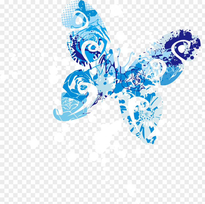 Vector Blue Butterfly Drawing PNG