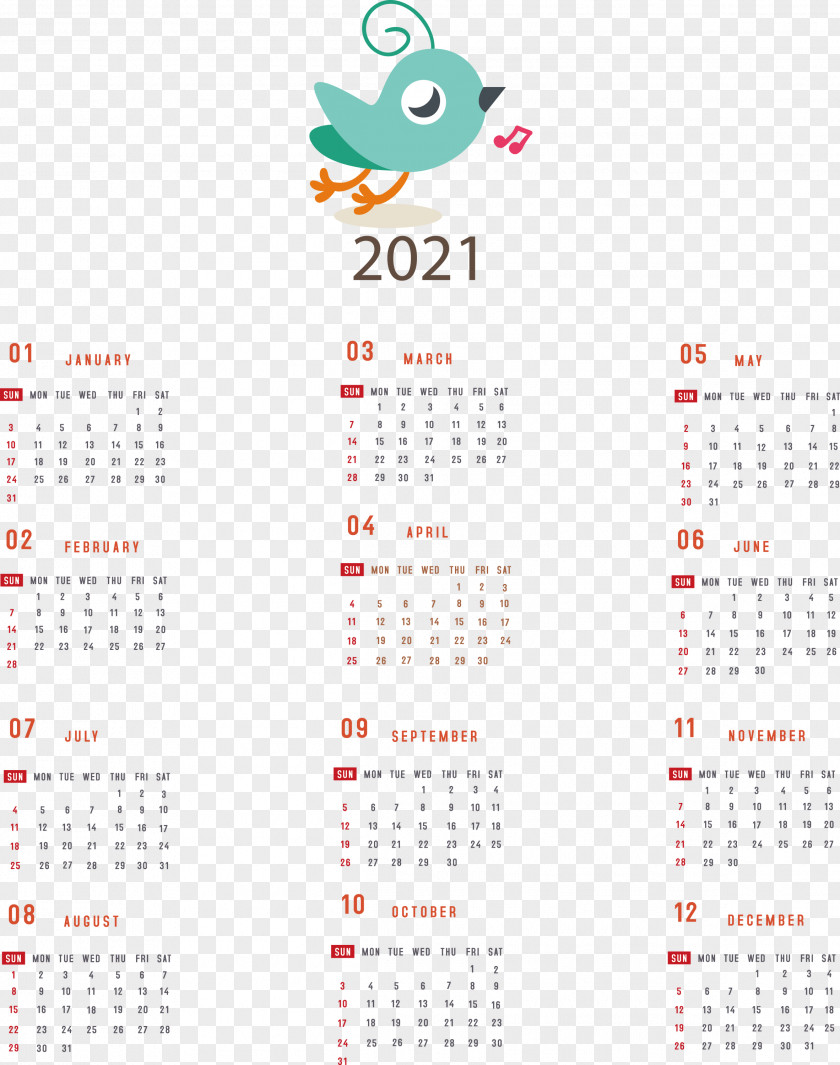 Printable 2021 Yearly Calendar PNG