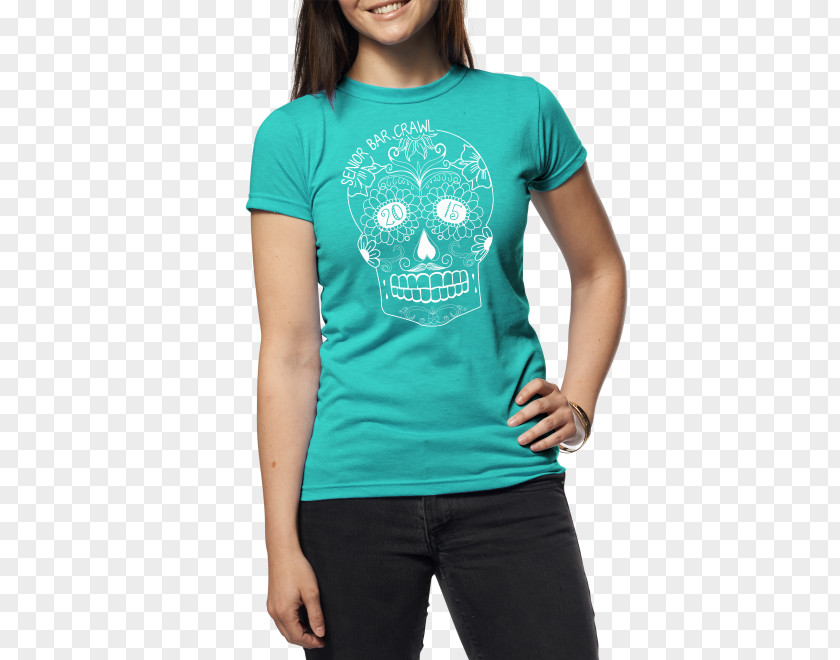 Red Crescent Moon Sunset T-shirt Turquoise Sleeve Neck PNG