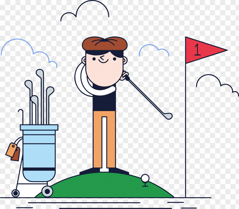Vector Stick Figure Playing Golf Club Golfer Clip Art PNG