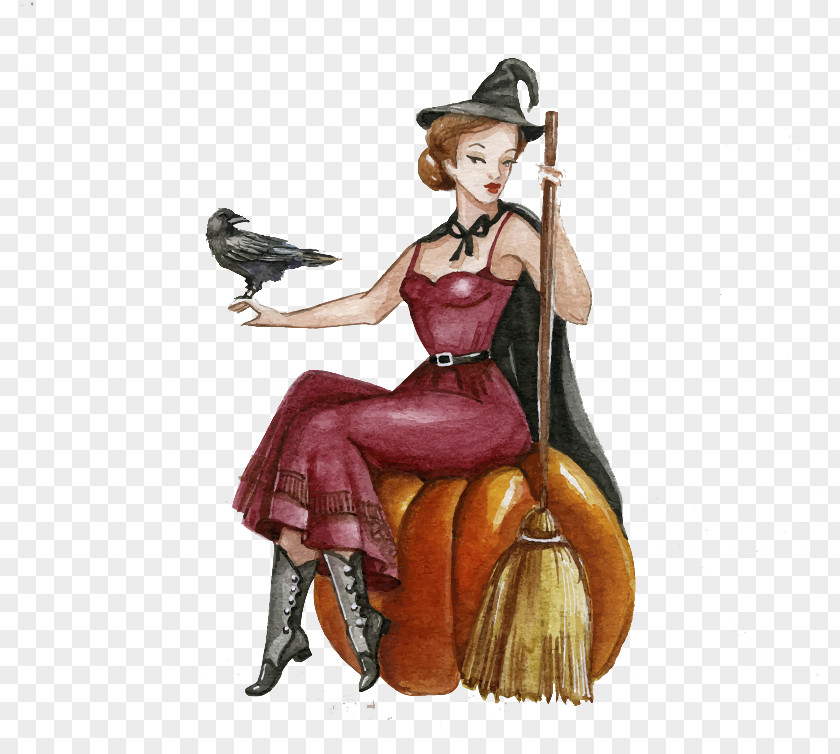 Halloween Witch Sitting On Pumpkin Paper Witchcraft Boszorkxe1ny PNG