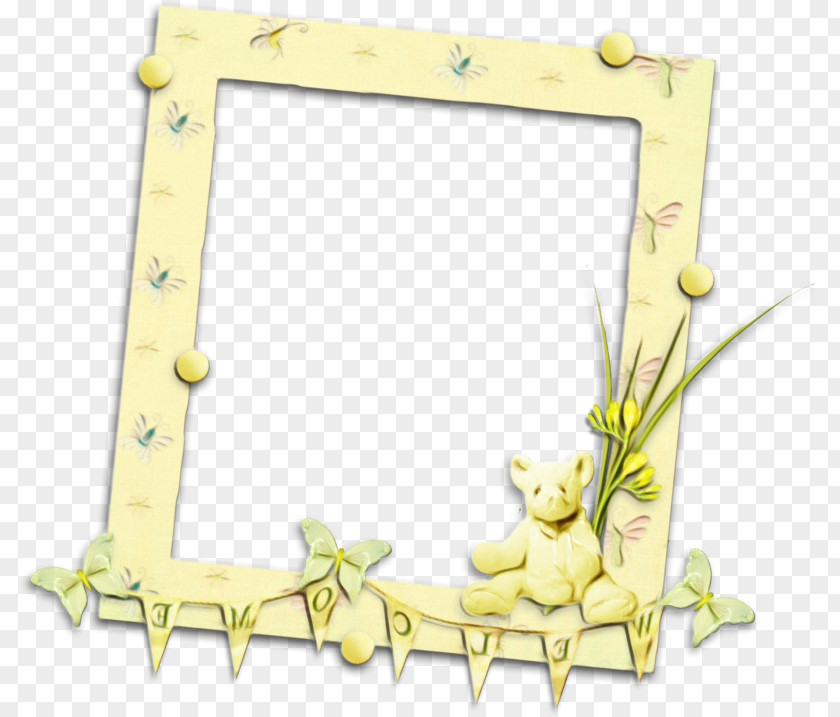 Picture Frame Text Green Leaf Watercolor PNG