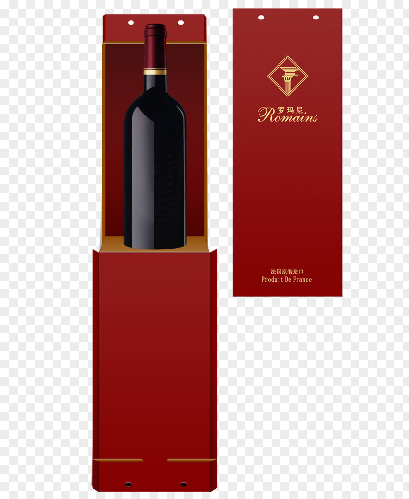 A Bottle Of Red Wine Take-out Packaging And Labeling PNG