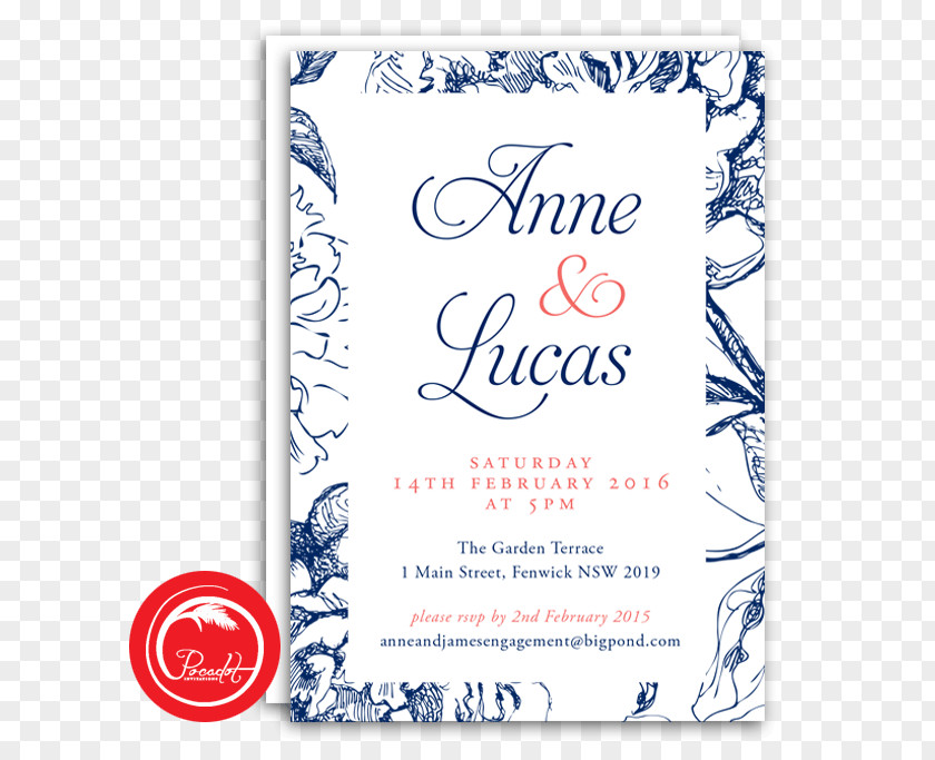 Blue Flowers INVITATION Wedding Invitation Engagement Party PNG