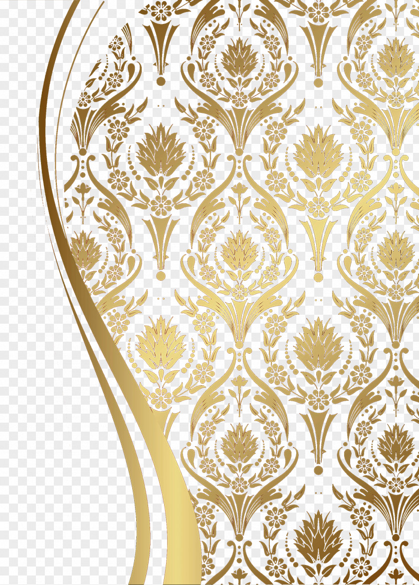 Golden European Pattern Motif PNG