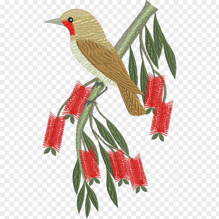 Design Machine Embroidery Floral Bird PNG