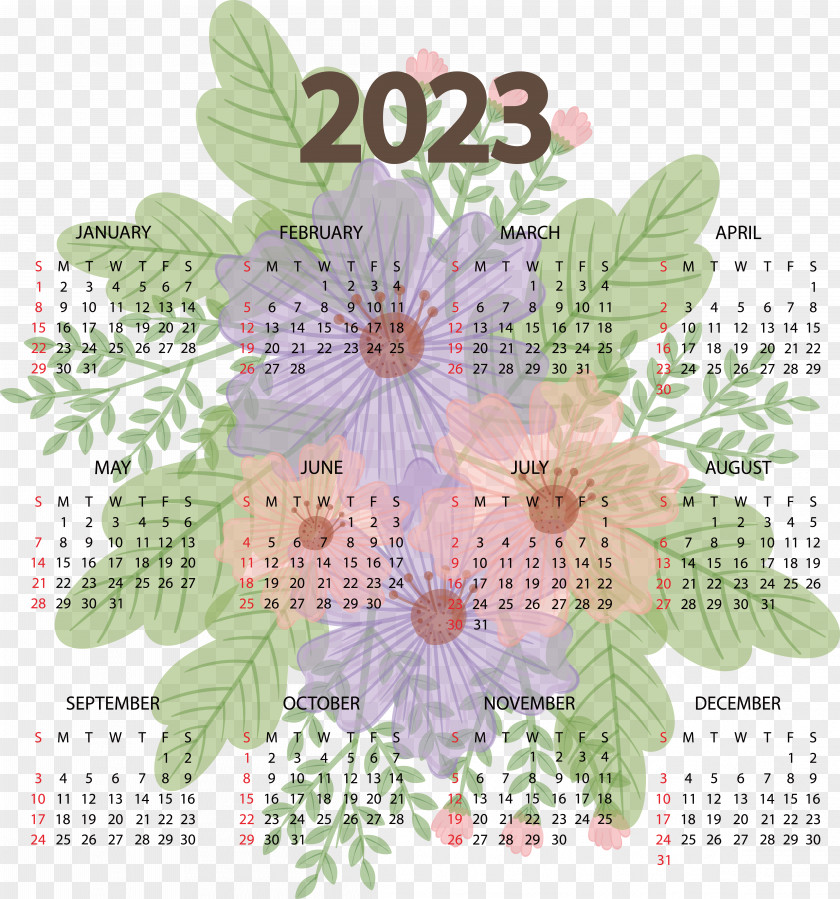 Flower Calendar Petal Pattern 2005 PNG