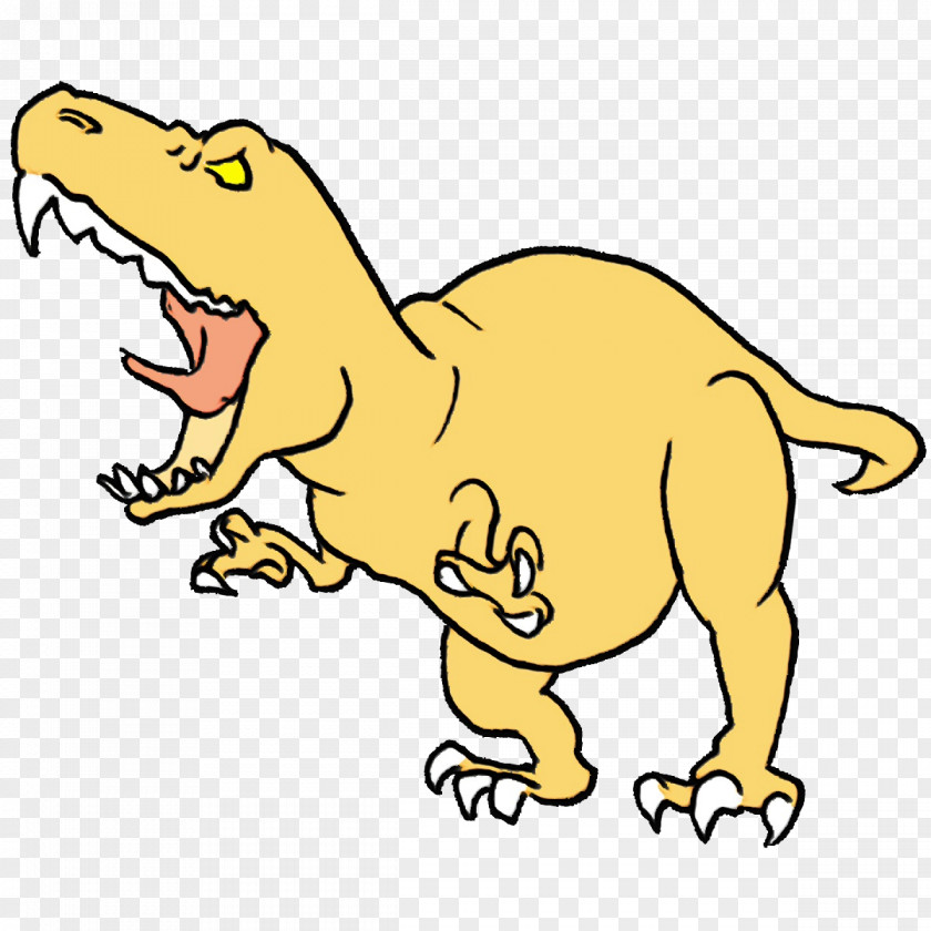 Tyrannosaurus Meter Line Art Cartoon Yellow PNG