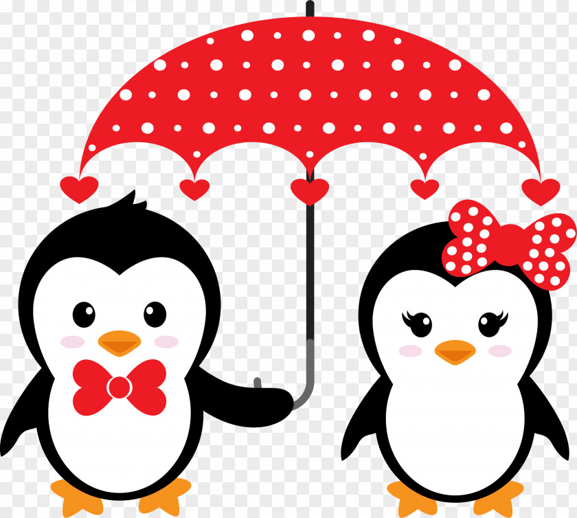 Umbrella Penguin Cartoon Love Illustration PNG